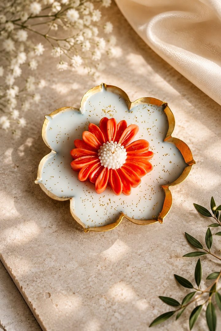 Genda Phool Diya — Marigold & Kesar handmade soy candle by Ivaan & Co.
