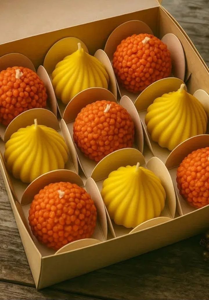 Mithai Gift Box — Modak & Motichoor Duo handmade soy candle by Ivaan & Co.